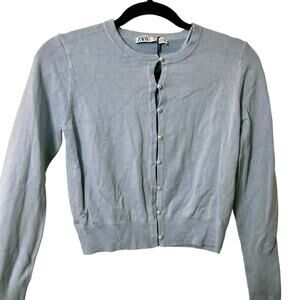 Zara Cardigan with Pearls in Baby Blue Size Medium 8851/007/406